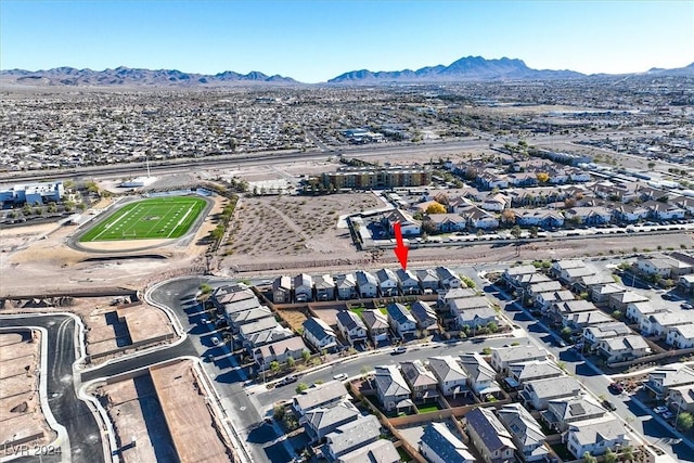 bird's eye view with a mountain view