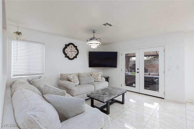 living room with french doors