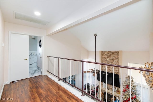 hall with dark hardwood / wood-style floors