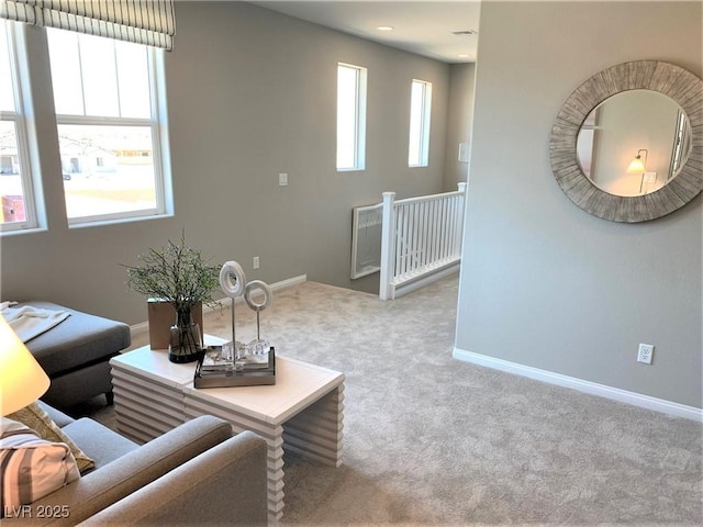 living room with carpet flooring