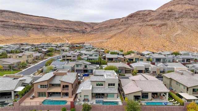 aerial view with a mountain view