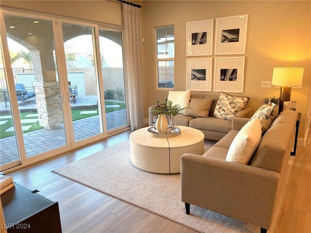 living room with hardwood / wood-style floors