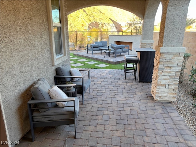 view of patio / terrace with an outdoor living space