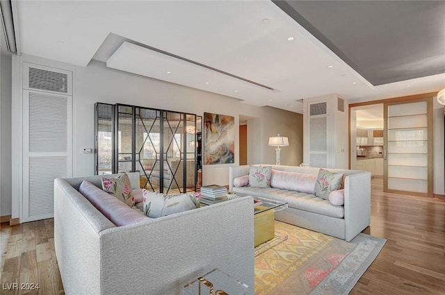 living room with light wood-type flooring