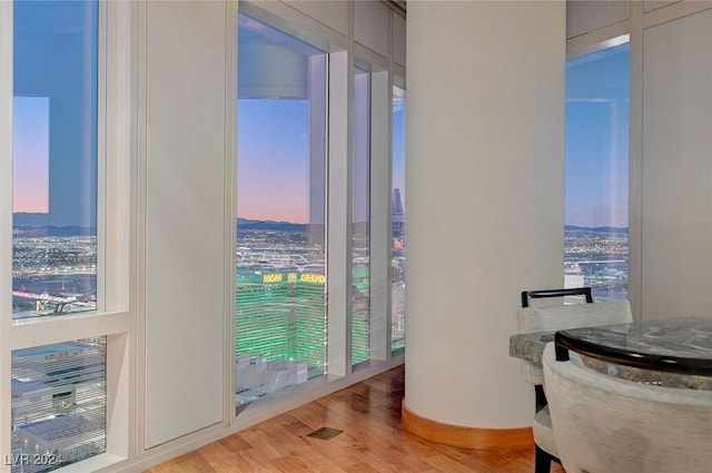 dining room with light hardwood / wood-style flooring