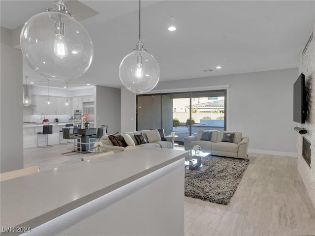 living room featuring light hardwood / wood-style flooring