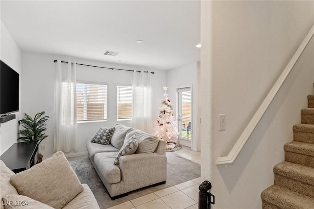 view of tiled living room