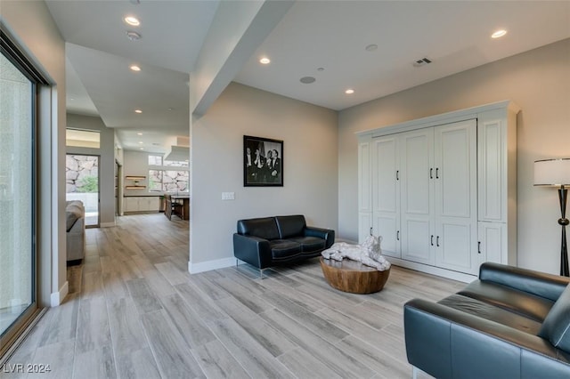 living room with light wood-type flooring