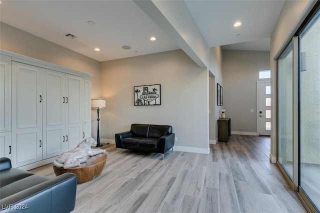 living room featuring light wood-type flooring