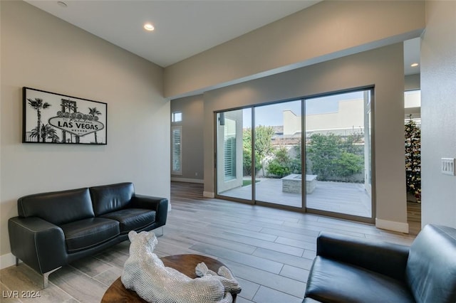 living room featuring light hardwood / wood-style flooring