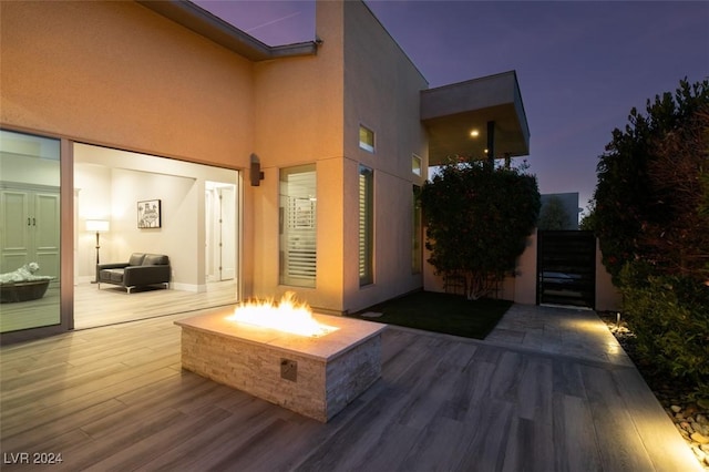 exterior space featuring a fire pit