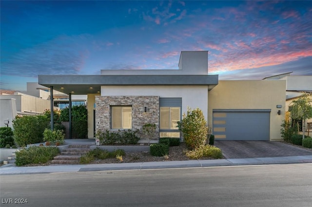 contemporary home featuring a garage