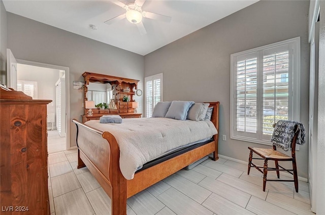 bedroom featuring ceiling fan