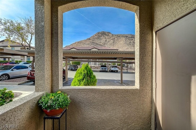 exterior details featuring a mountain view