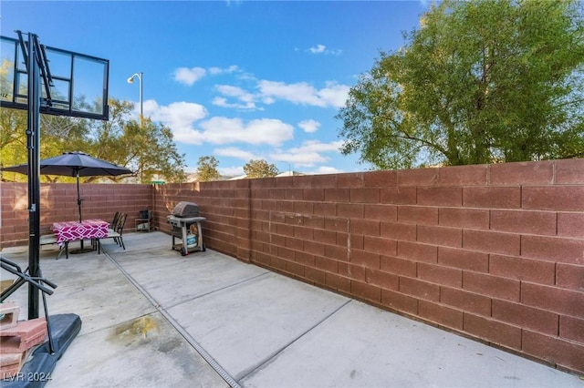 view of patio with area for grilling