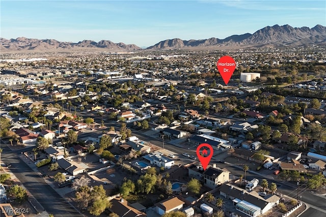 drone / aerial view with a mountain view