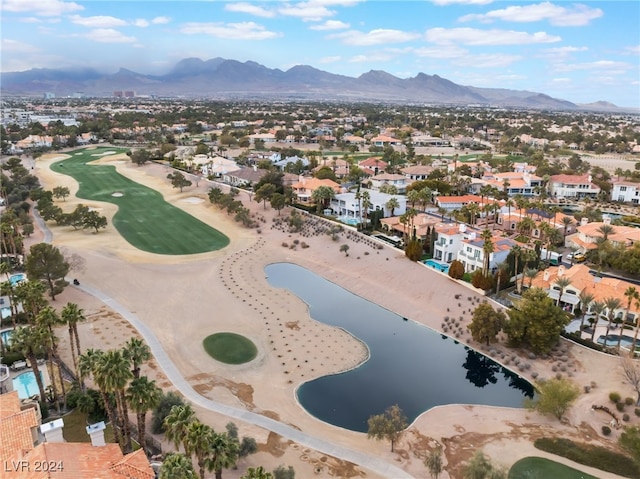 aerial view with a water and mountain view