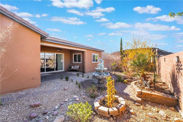 view of yard with a patio and fence