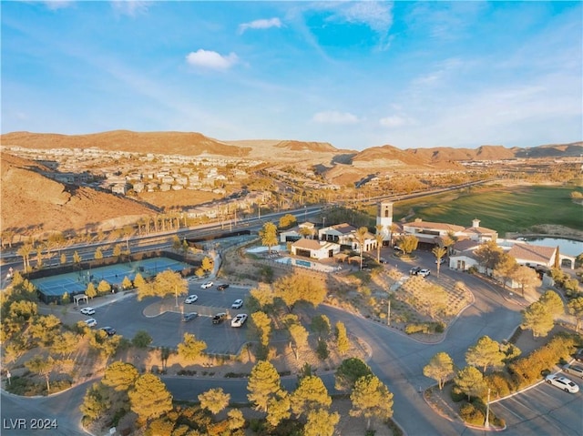 aerial view with a mountain view