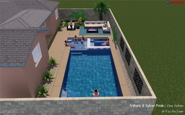 view of swimming pool featuring outdoor lounge area and a patio area