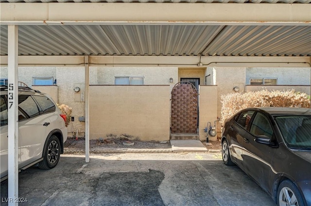 garage with a carport