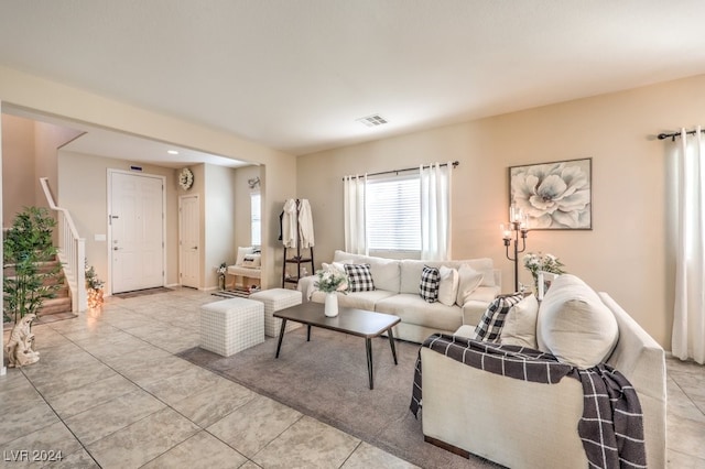 view of tiled living room