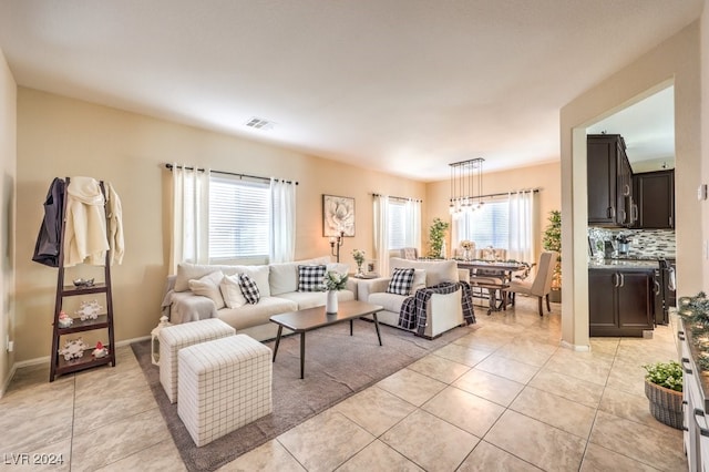 view of tiled living room