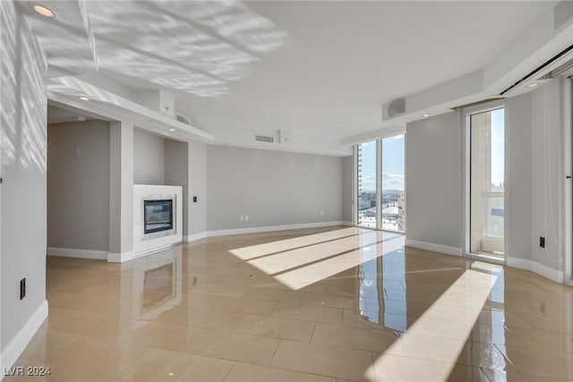 living room with light tile patterned floors