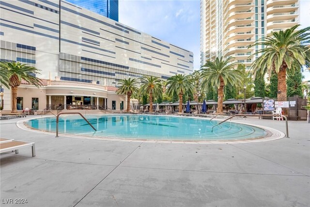 view of pool featuring a patio