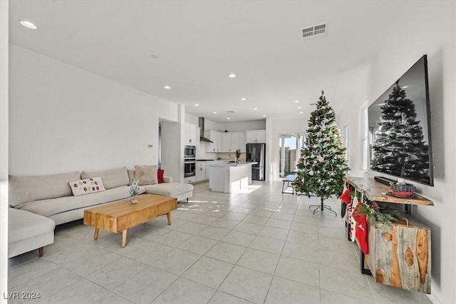 view of tiled living room