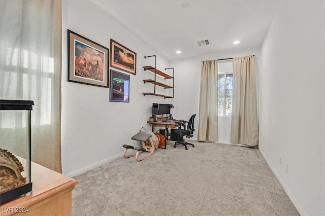 view of carpeted office space