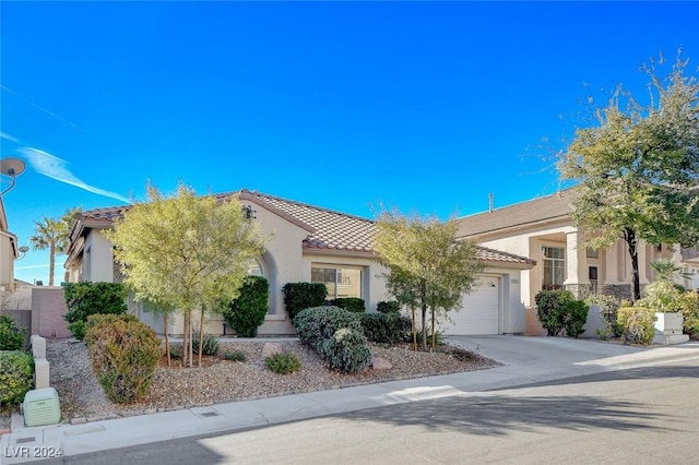 view of front of property with a garage