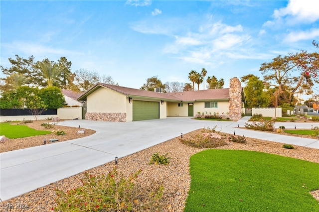 ranch-style home featuring a garage