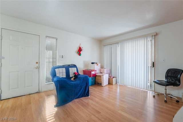 living area with light wood-type flooring