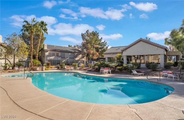 view of pool featuring a patio