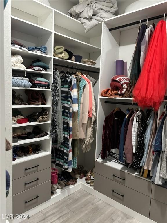 spacious closet with light wood-type flooring