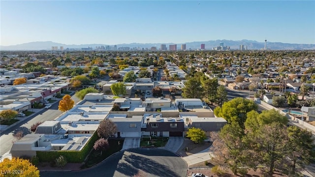 bird's eye view with a mountain view