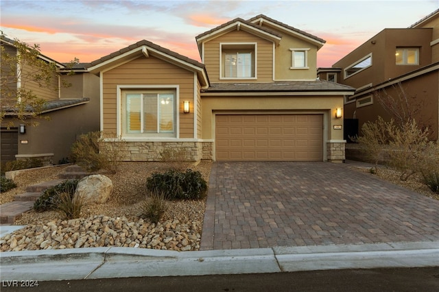 view of front of house with a garage