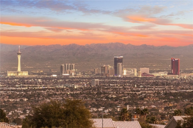 property's view of city with a mountain view