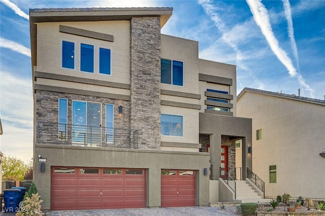 contemporary home featuring a garage