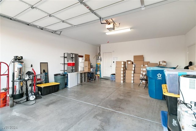 garage with a garage door opener