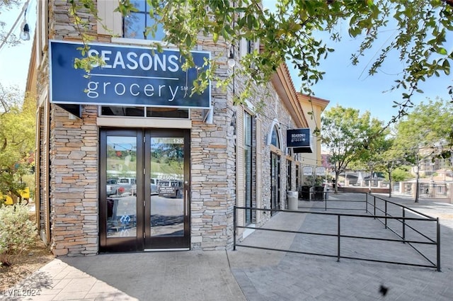 view of exterior entry with french doors