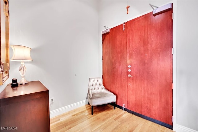 sitting room featuring light hardwood / wood-style flooring