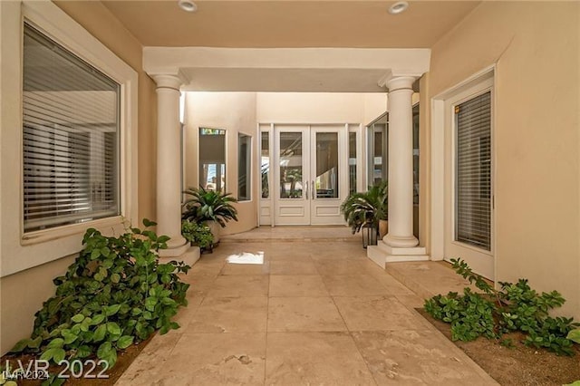 property entrance with french doors