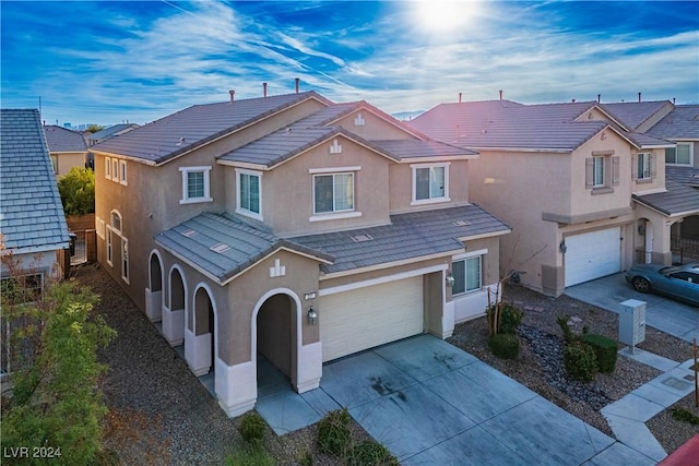 view of front of house with a garage