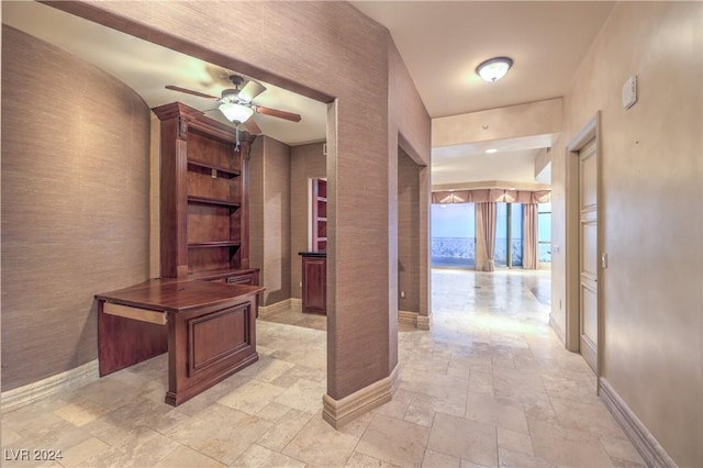 office area featuring ceiling fan