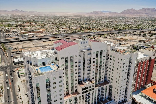 aerial view featuring a mountain view