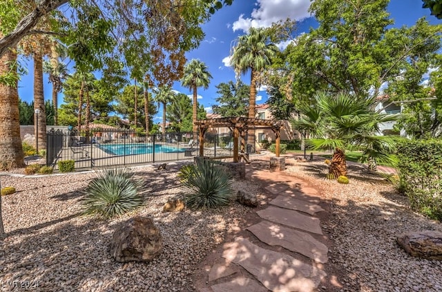 view of pool featuring a pergola