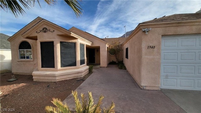 exterior space featuring a garage