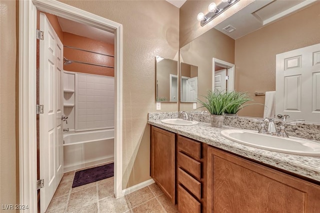 bathroom with vanity and tub / shower combination